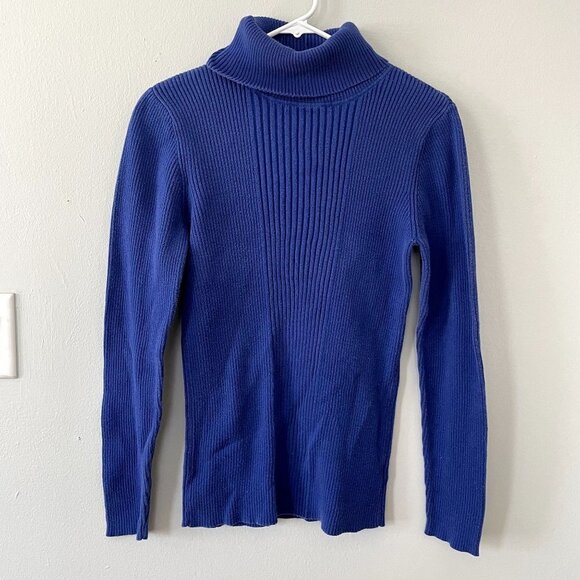 Ruff Hewn royal blue bright turtleneck sweater ribbed knit cotton size XL - Picture 1 of 5